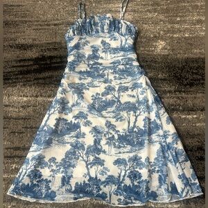 SHEIN Toile Sheer Overlay Dress With Ruching